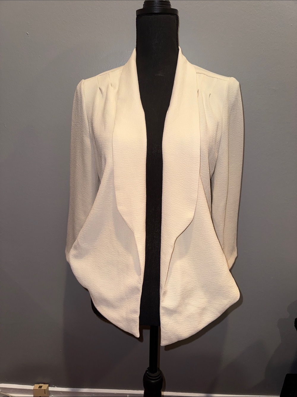 love...ady Cream Open-Front Draped Blazer